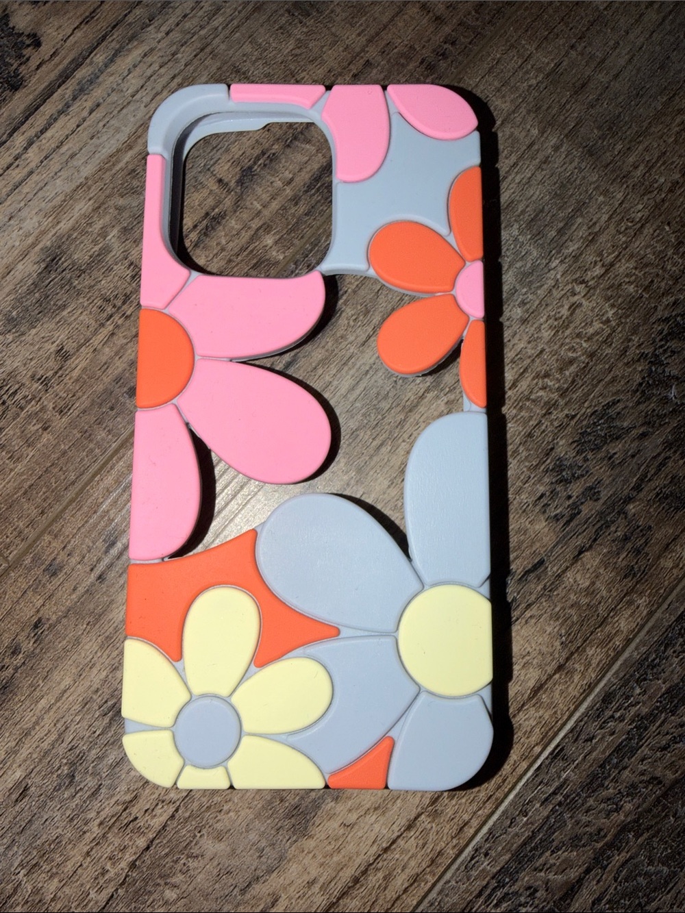Floral Silicone Phone Case in Pink & Orange - Unbranded